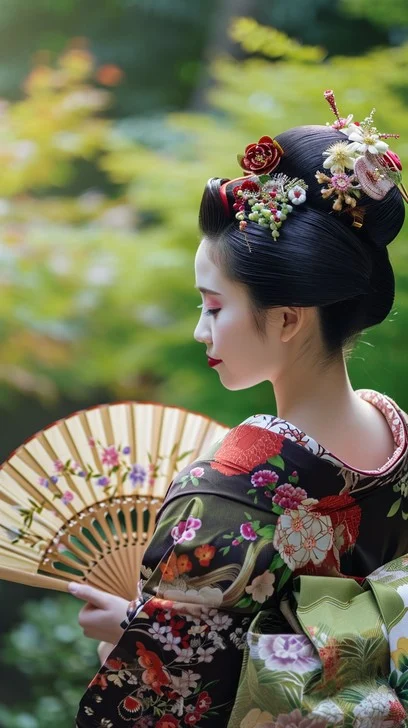 Female kimono facial expressions