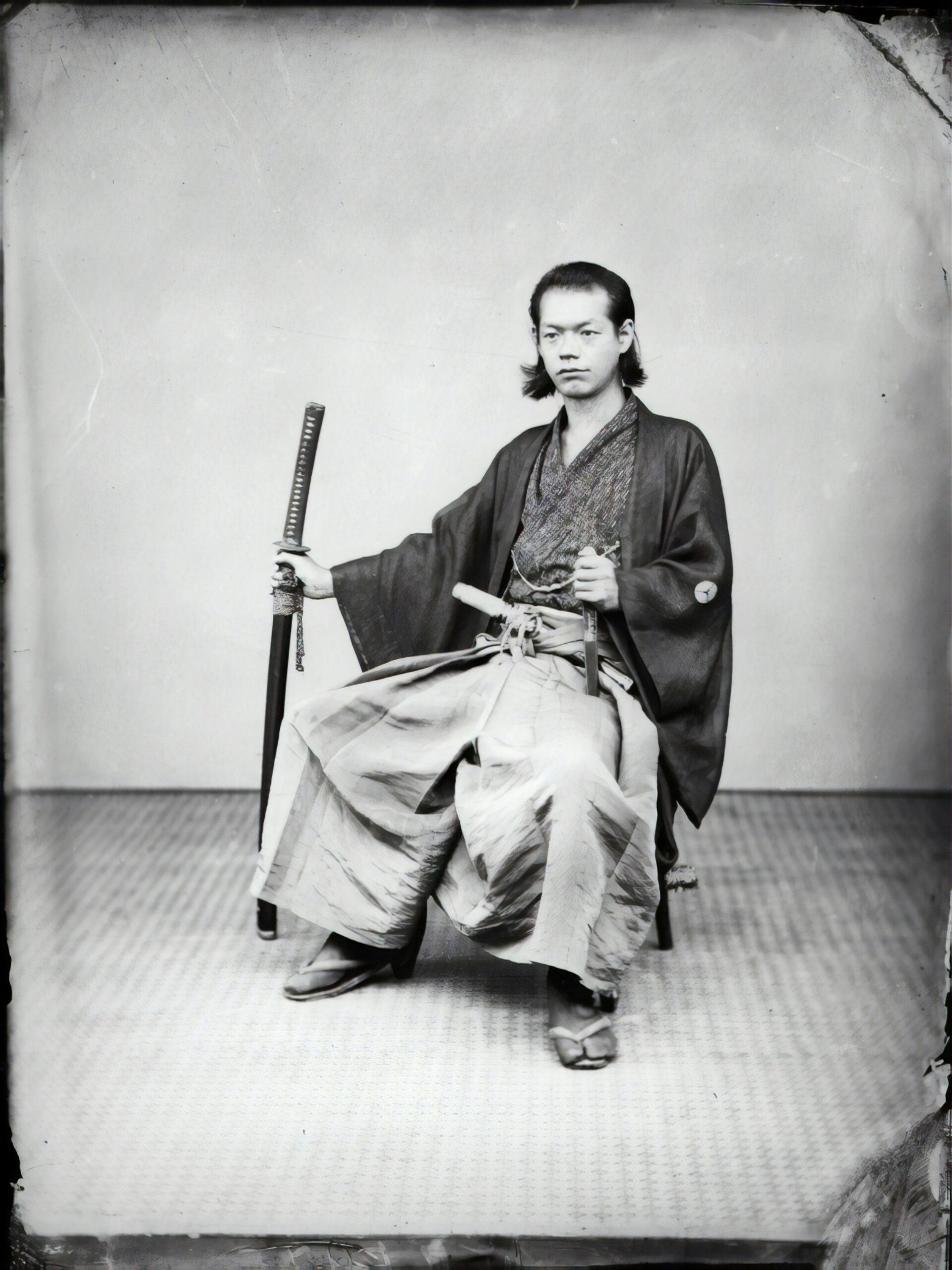 Historical scene of Kyoto imperial court during Heian period showing noblemen and court officials wearing elaborate silk kimonos with premium fabrics in traditional Japanese palace interior with tatami mats and sliding doors