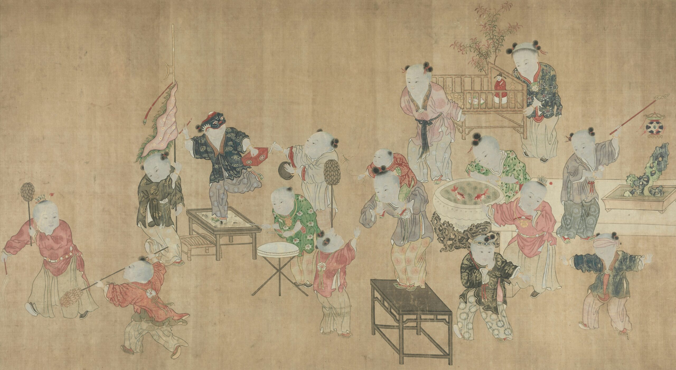 Ancient Japanese Heian period scroll painting depicting imperial court life with elegantly dressed nobles in traditional robes showcasing classical Japanese art and cultural heritage